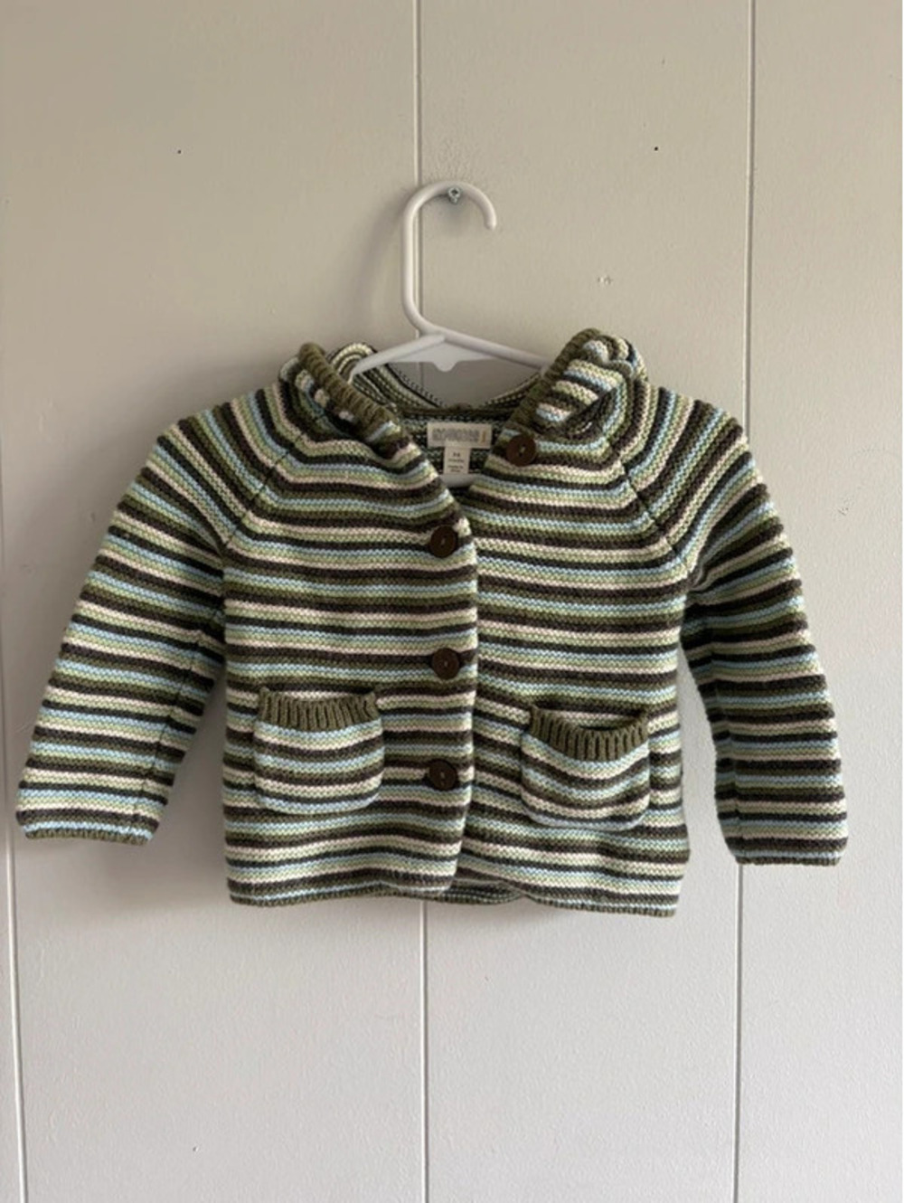 3/6M Knot Gymboree Button Down Hooded Sweater